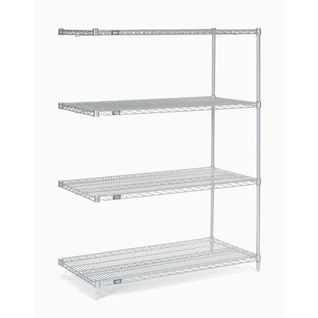 Nexel 5 Tier Stainless Steel Wire Shelving Add-On Unit, 48W x 24D x 74H A24487S5